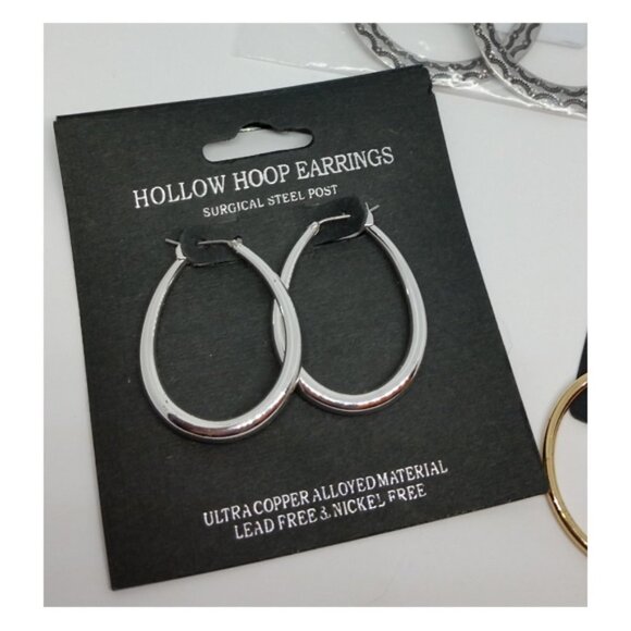 CURATED bundle 3 trendy classic 3 pairs of earrings hoops circle varitety  NEW - Picture 2 of 5